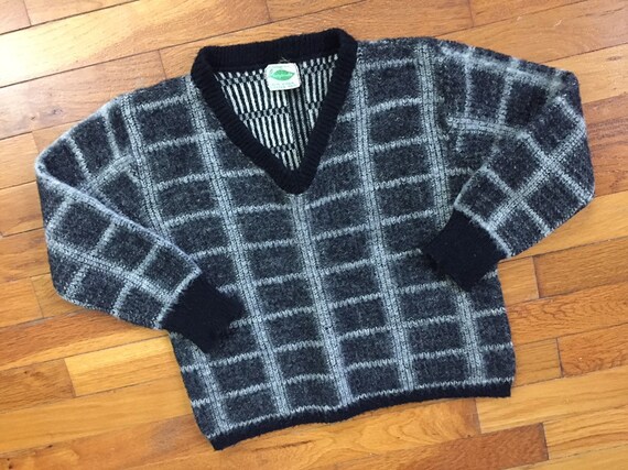 50s Kerrybrooke Wool Plaid Sweater women's SMALL ~