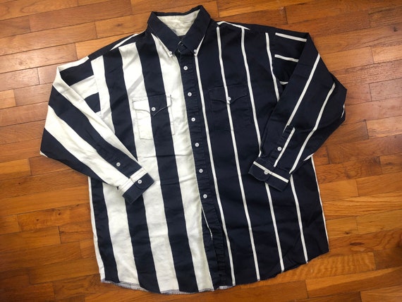 90s Panhandle Slim Striped Denim Western Shirt men