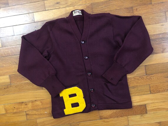 50s Varsity Letterman Wool Cardigan Sweater men's