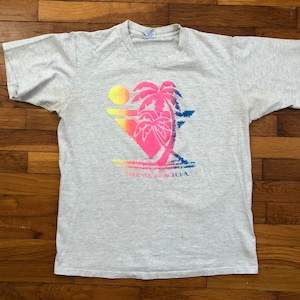 90s Cal Cru Virginia Beach Puff Print T-Shirt men&#39;s LARGE - 2D410