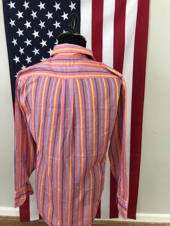 70s Woolf Brothers Red Striped Shirt size MEDIUM … - image 4