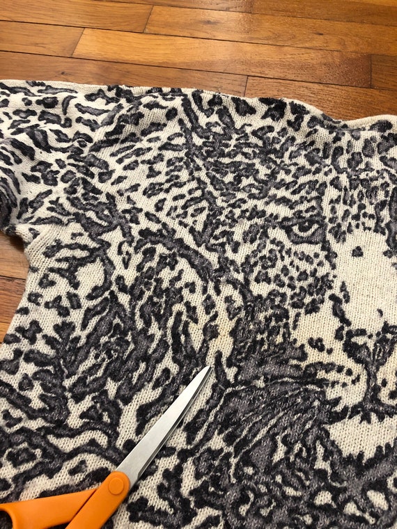 Medium vintage 90s silk angora leopard print chee… - image 6
