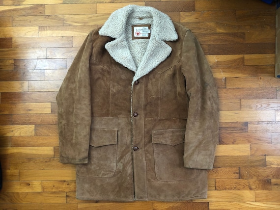 70s Sears Leather Shop Sherpa Western Jacket men's