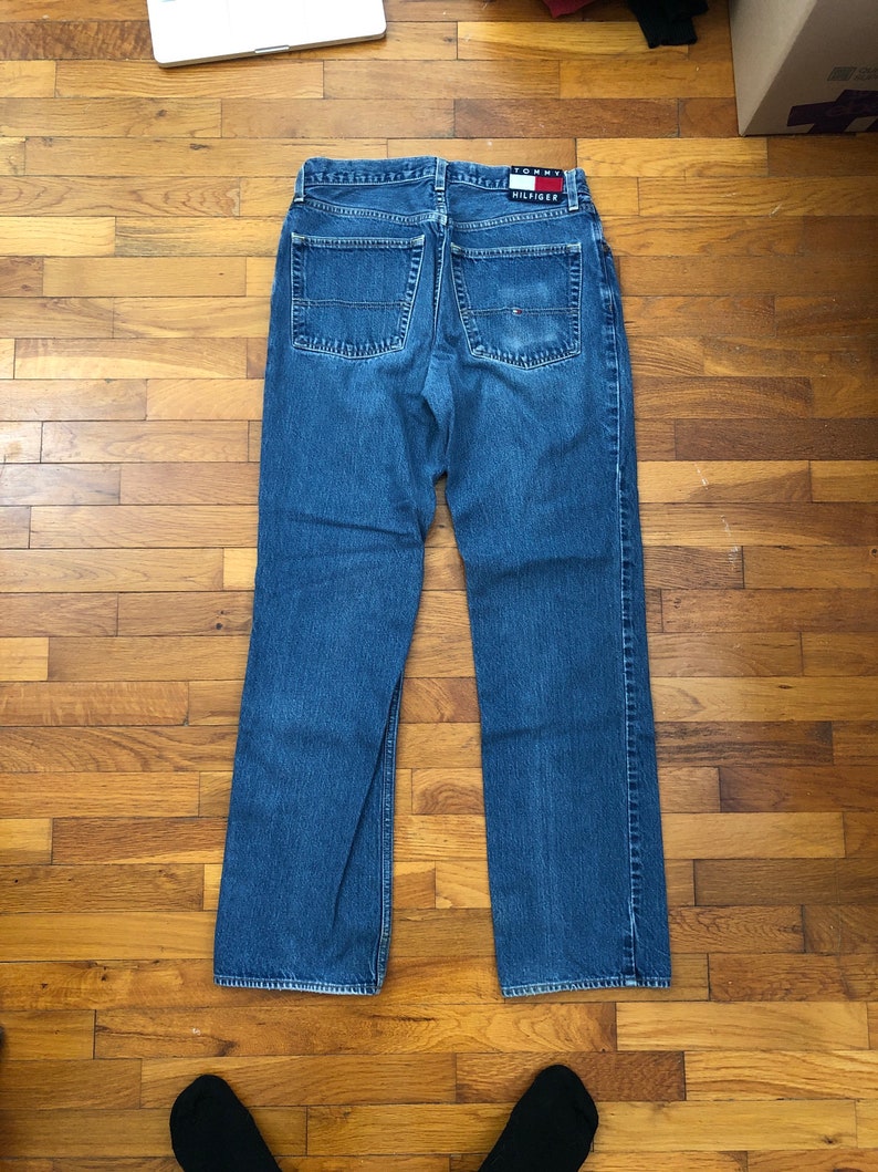 31x34 Vintage 90s Tommy Hilfiger Flag Patch Jeans Mens High Etsy