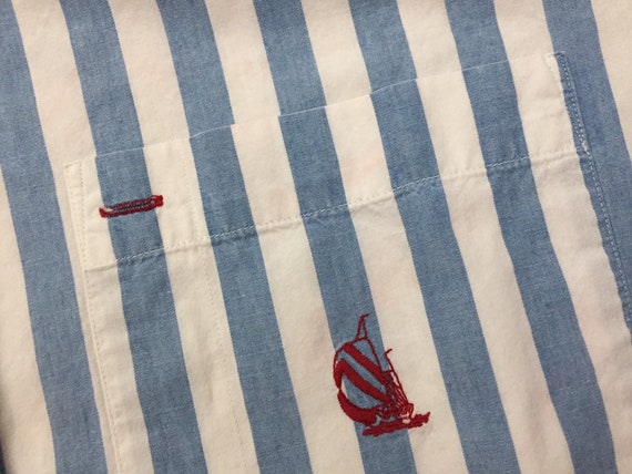 90s Nautica Pastel Blue Striped Shirt size MEDIUM… - image 5