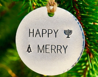 Happy Merry/Happy Hanukkah/Merry Christmas/Happy Merry/Hanukkah Decoration/Fusioned Family/Judeo Christian/Interfaith/Gift for Jewish Family