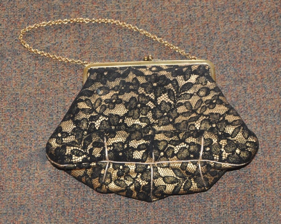 BEAUTIFUL! Antique Lujean Black and Gold Purse - … - image 5