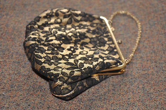 BEAUTIFUL! Antique Lujean Black and Gold Purse - … - image 8