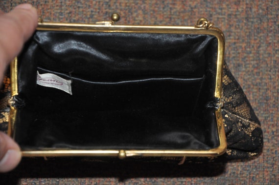 BEAUTIFUL! Antique Lujean Black and Gold Purse - … - image 7