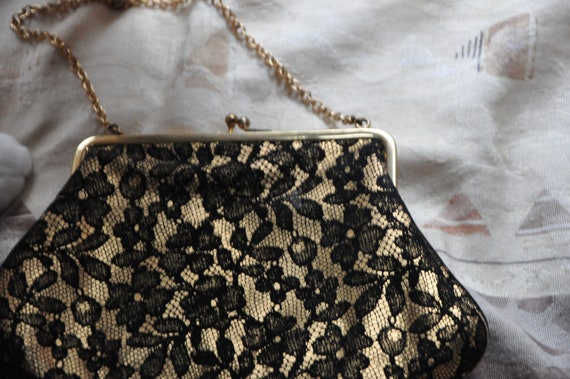 BEAUTIFUL! Antique Lujean Black and Gold Purse - … - image 1
