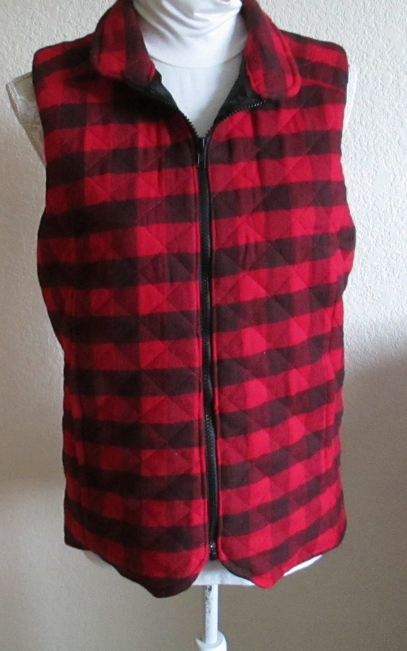 Red & Black Buffalo Check Vest | Etsy