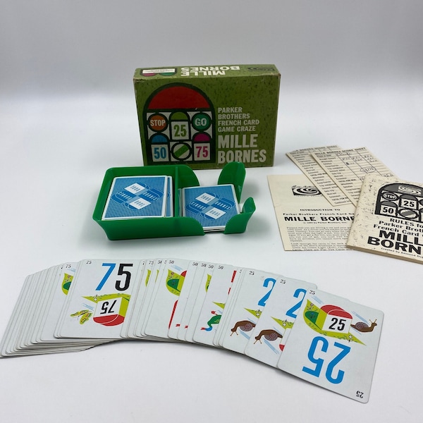 Mille Bornes Card Game Parker Brothers 1000 Miles Card Game Vintage Collectible Parker Brothers Card Game Family Game French Card Game
