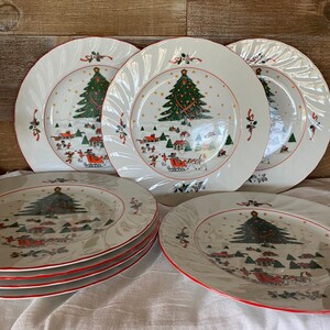 Christmas Dinner Plates by Kopin Christmas Pleasure Design Vintage Porcelain Ware Large Plates Christmas Holiday Design 10 Set of Eight Etsy Canada