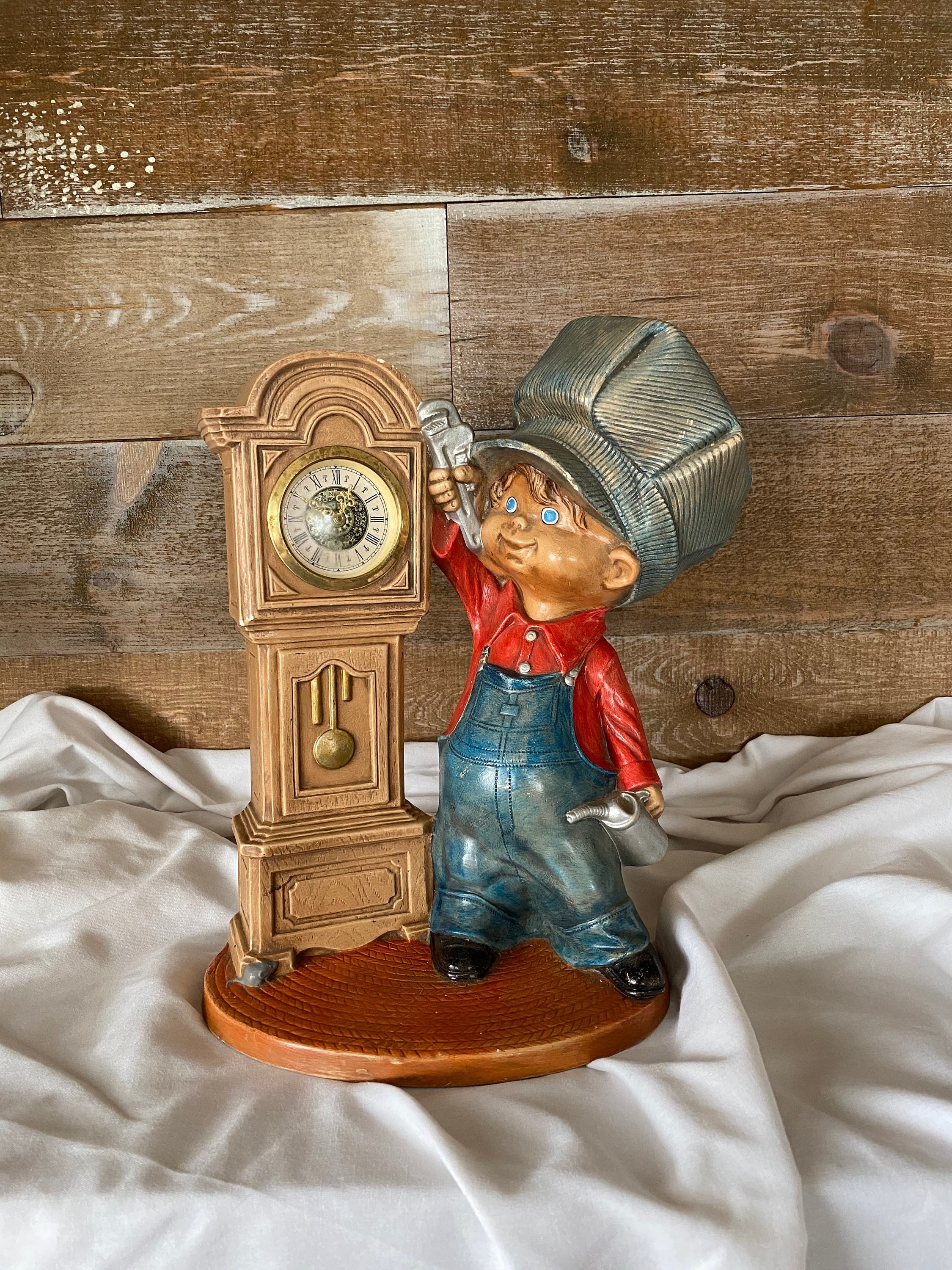Alco Mr Fix It Old Man Clock Repairman. Hand painted Bisque Porcelain  Figurine.