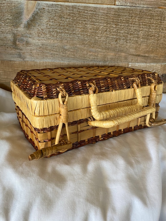 Weaved Wicker Basket Purse Rectangle Basket Purse… - image 1