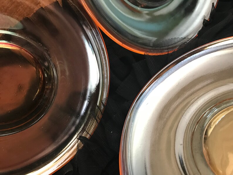 Orange Carnival Glass Saucers Set of Three Carnival Glass Tea Etsy Canada