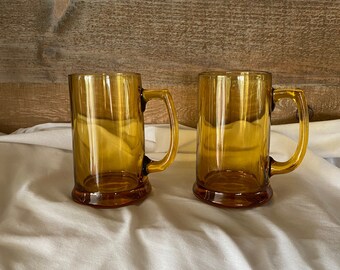 1980s Pressed Glass Beer Mugs- Set of 4