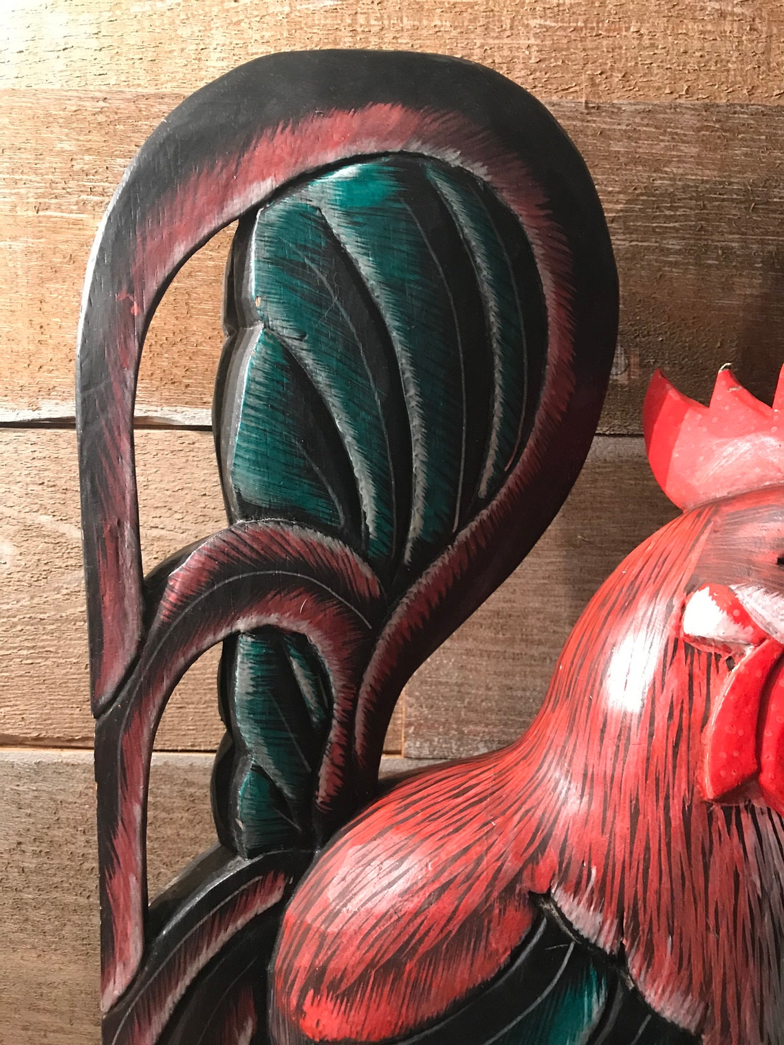Primitive Folk Art Carved Wooden Rooster 20.5 Tall Etsy Canada