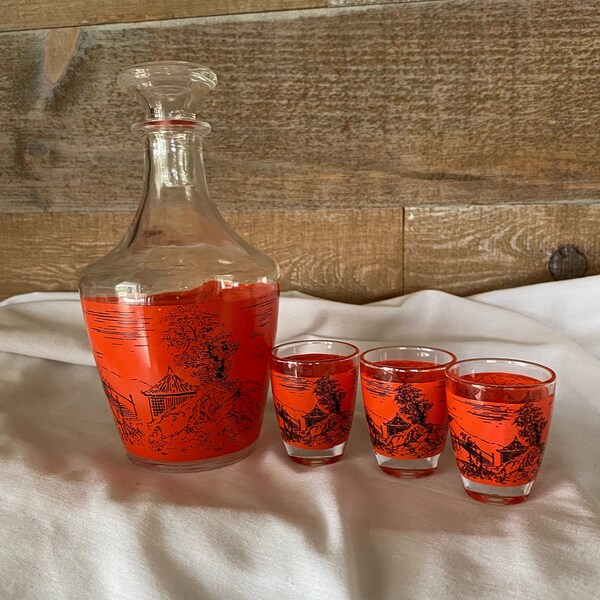 Orange Decanter Etsy