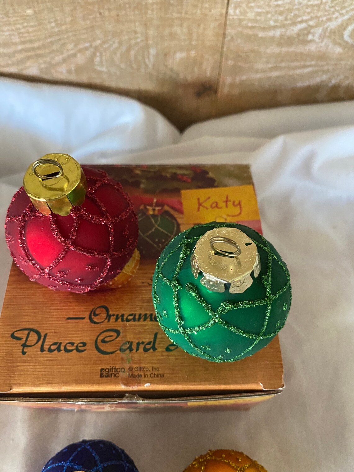 Ornament Place Card Holders Vintage Set of Four Gold Red Blue Etsy