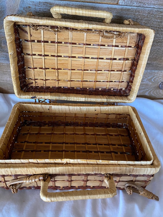 Weaved Wicker Basket Purse Rectangle Basket Purse… - image 10