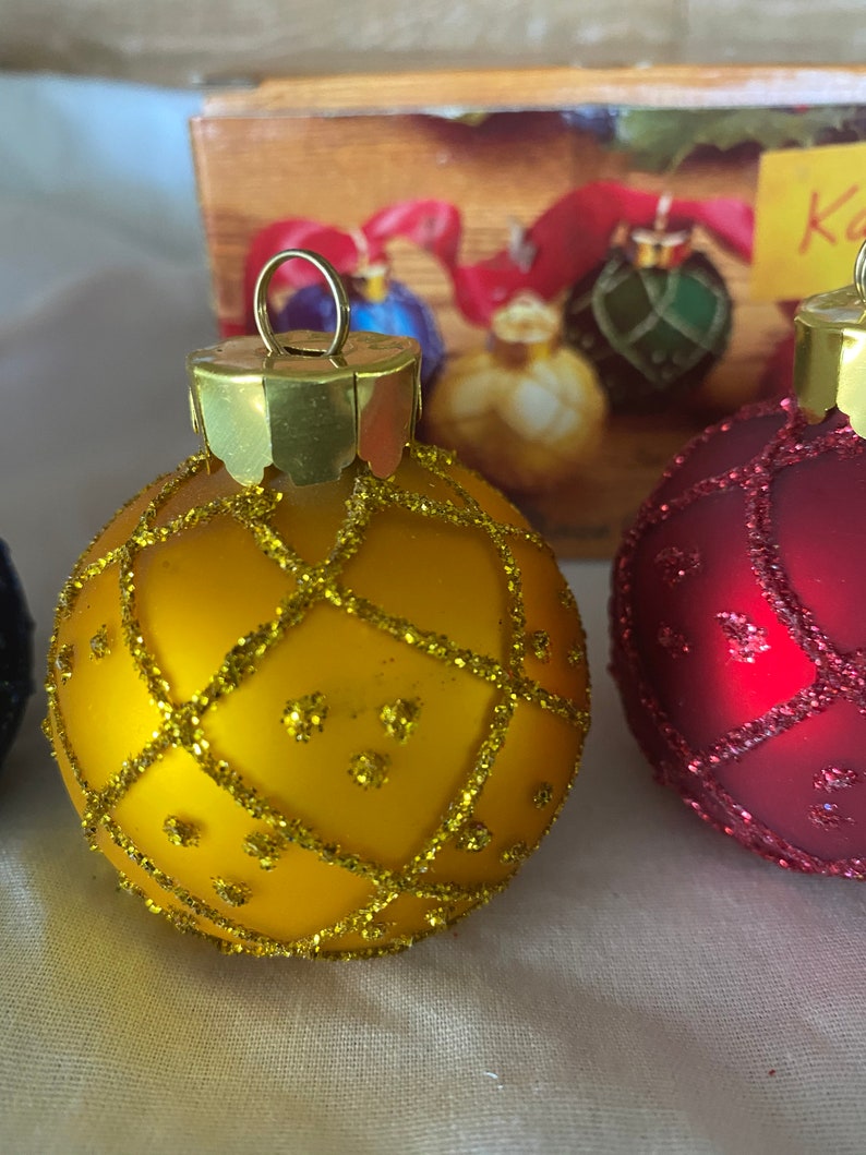 Ornament Place Card Holders Vintage Set of Four Gold Red Blue Etsy