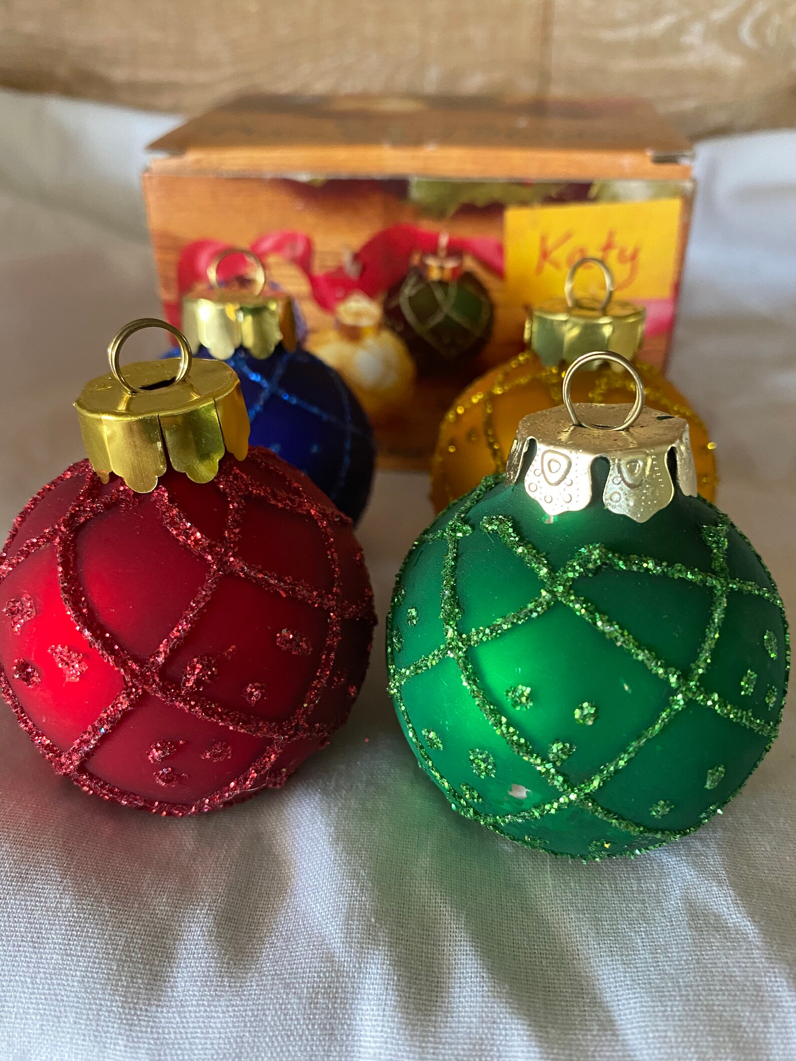 Ornament Place Card Holders Vintage Set of Four Gold Red Blue Etsy