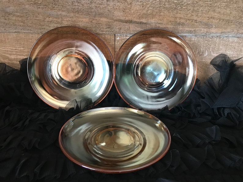Orange Carnival Glass Saucers Set of Three Carnival Glass Tea Etsy Canada