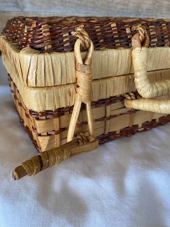 Weaved Wicker Basket Purse Rectangle Basket Purse… - image 3