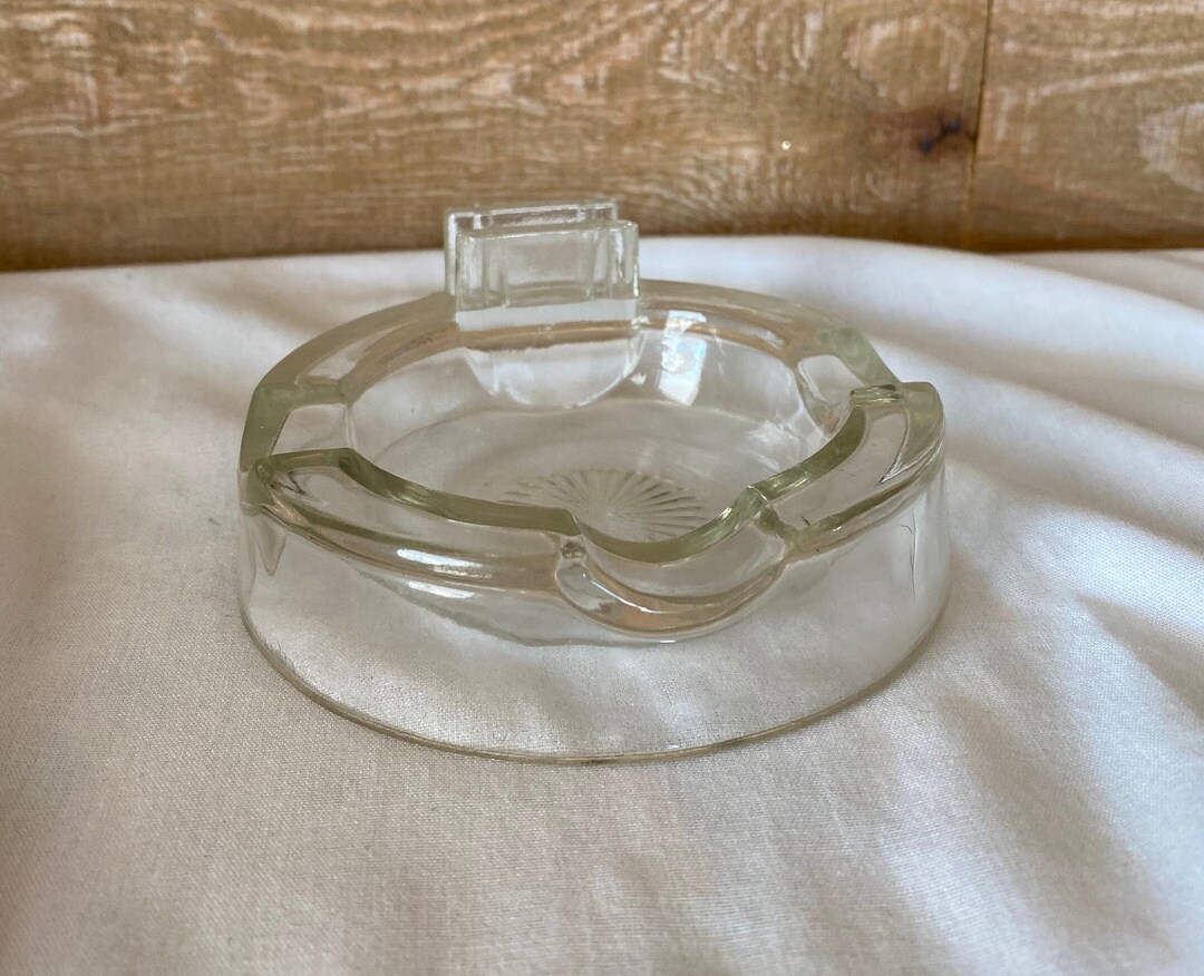 Glass Ashtray With Match Holder Vintage Clear Glass Cigar Ashtray Made ...