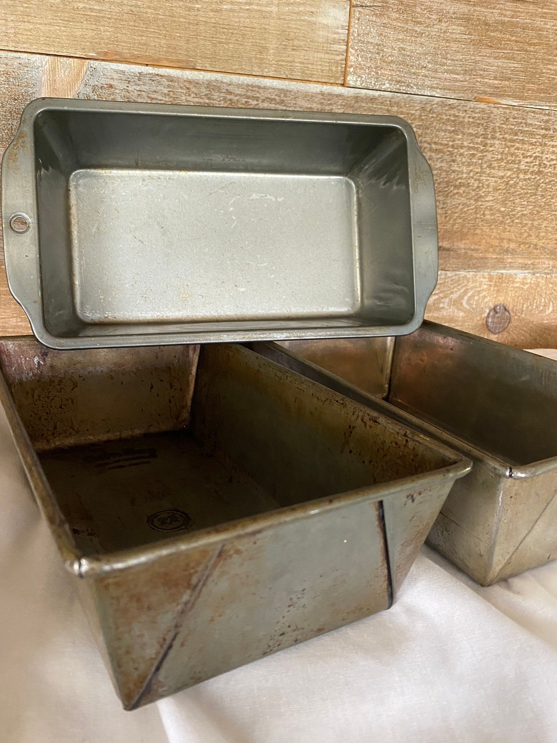 Metal Bread Loaf Pans Bake King Ekco Folded Ends Vintage Set Etsy