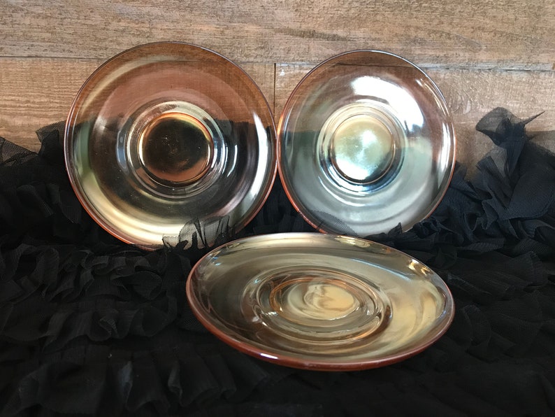 Orange Carnival Glass Saucers Set of Three Carnival Glass Tea Etsy Canada