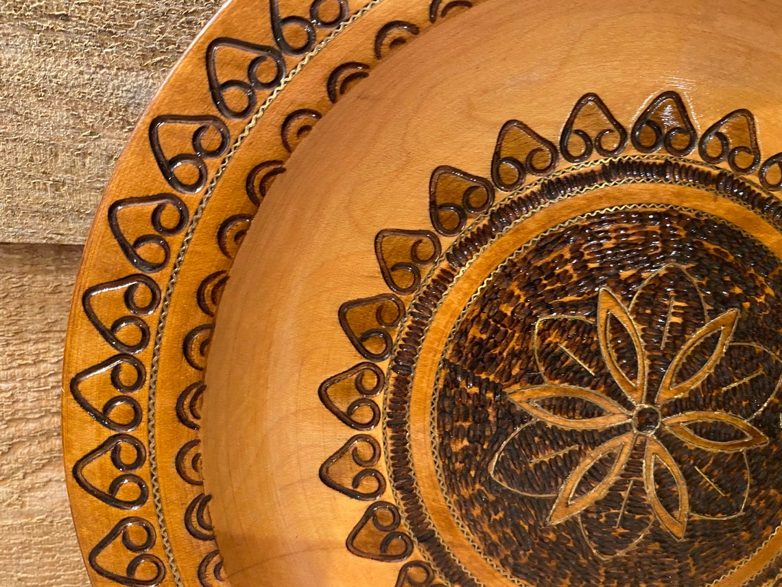 Carved Wooden Collectors Wall Plate Made by Chowaniec Canada Etsy