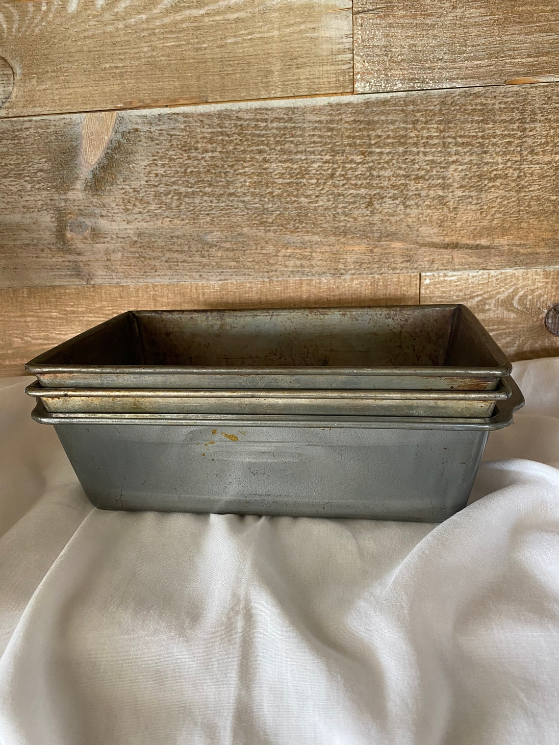 Metal Bread Loaf Pans Bake King Ekco Folded Ends Vintage Set Etsy
