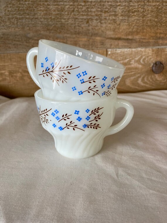 Termocrisa Taza de Te de Vidrio de Leche Set de Dos Vintage Mexico Hecho Tazas de Te Azul Patron Floral Tazas de Te Coleccionables Termocrisa Tazas de Te Vintage Etsy Mexico