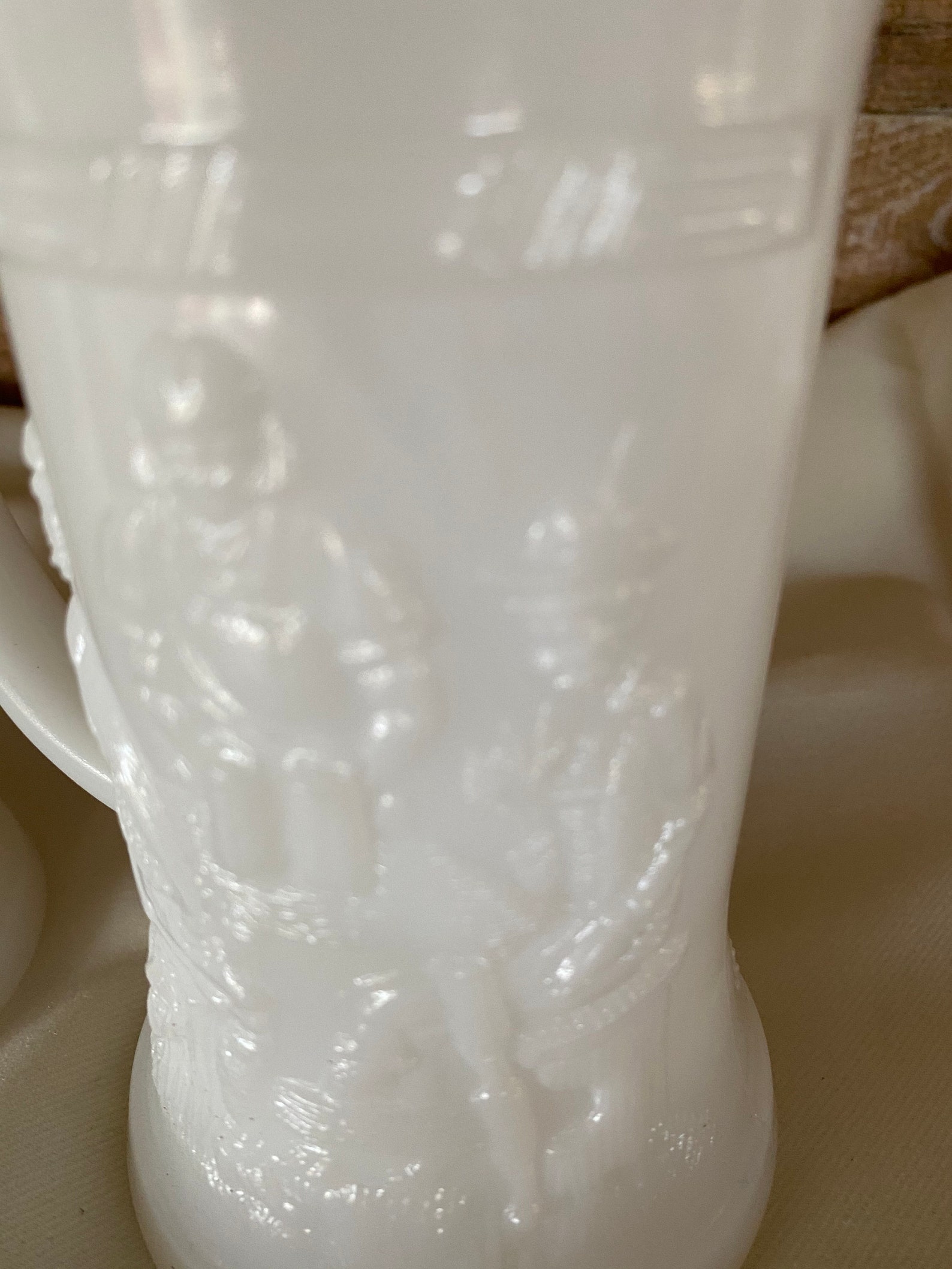 Milk Glass Beer Steins Beer Mugs Embossed Scene on Both Etsy Canada