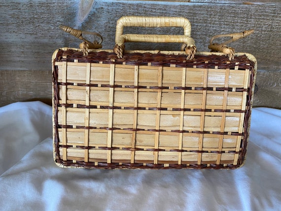 Weaved Wicker Basket Purse Rectangle Basket Purse… - image 2