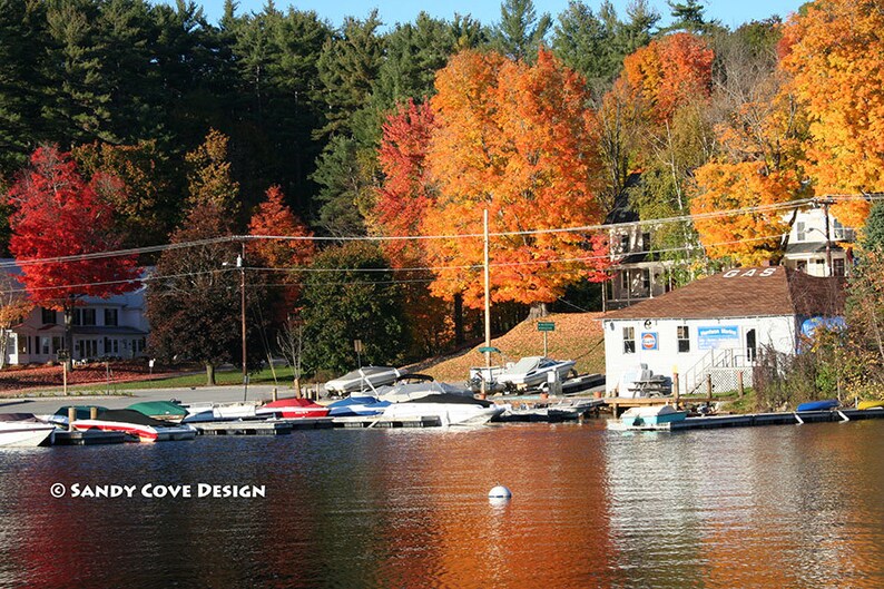 Long Lake Harrison Maine in the Fall Cove Foliage Boats Etsy