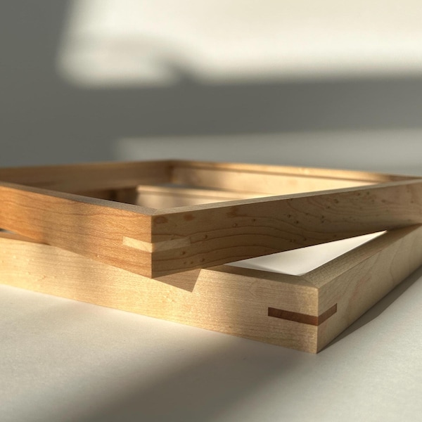 Custom Handmade Picture Frame, 0.5 inch Thin Maple, White Oak, Walnut with Corner Joinery Option - Modern Gallery Frame for Art & Home Decor