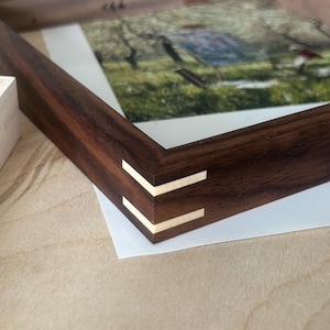 Walnut Picture Frame - Contrast Corner Thin Gallery Style - Custom Size Available