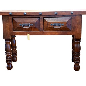 Rustic Mesquite Wood Console Table: Farmhouse Entryway Decor