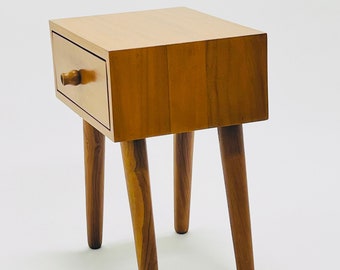Teakwood Nightstand: Mid-Century Modern Bedside Table