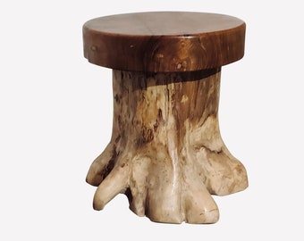 Hand-Carved Teak Root Stool: Organic Modern Accent Piece