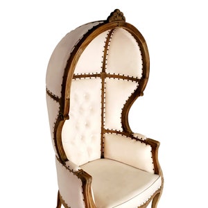 Louis XV Style Tufted Linen Balloon Chair: French Inspired Throne
