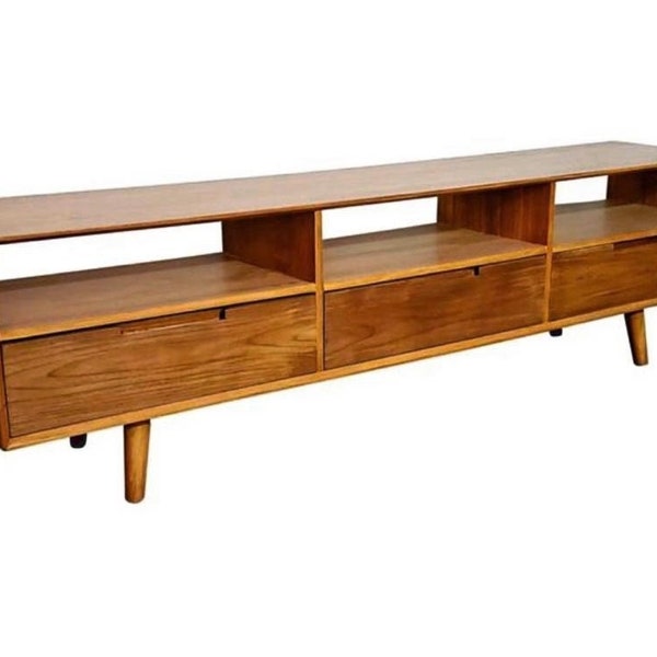 NEW! Solid Teak Media Console Mid Century Modern Media Console MCM TV Stand Credenza Brooklyn Media Console Media Table Scandinavian design