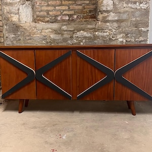 Walnut Media Console: MCM Boomerang Sideboard, Handmade Solid Wood TV Stand