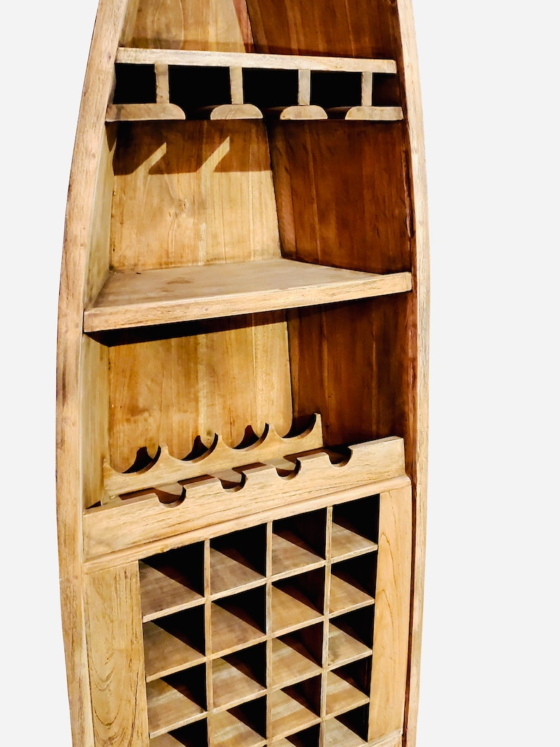 Boat Shaped Rustic Teakwood Tall Wine Rack Etsy
