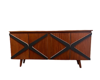 Walnut Media Console: MCM Boomerang Sideboard, Handmade Solid Wood TV Stand