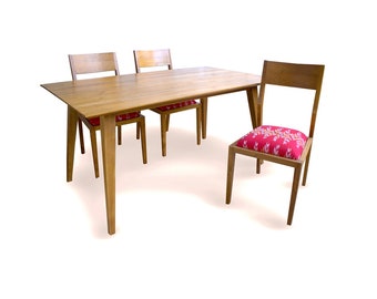 Sleek Mid-century Modern Teakwood Dining Table Set With 6 Chairs