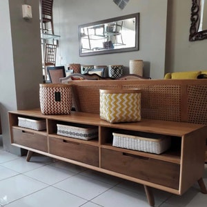 Teak Media Console: Mid-Century Modern TV Stand, Solid Wood